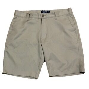 Chaps Performance Flat Front Shorts Men's Khaki Sz 32 Regular Fit Golf Ins 9 EUC